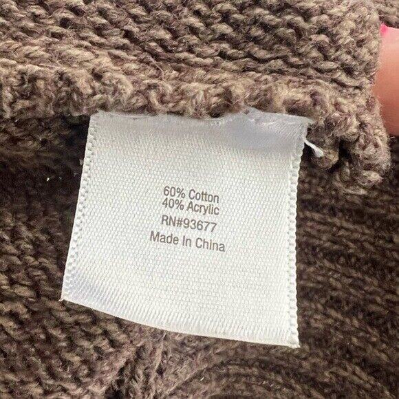 St. John’s Bay brown turtleneck neck knit zip up sweater jacket with pockets - Picture 9 of 11